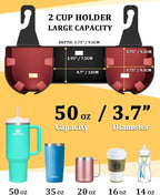 Car Headrest Backseat Cup Holder 3.7", Seat Back Organizer with Hooks | High Capacity 4 in 1 Seat Back Organizer, Multifunctional Storage for Car Travel Accessories Compatible with Most Vehicles - Image 3