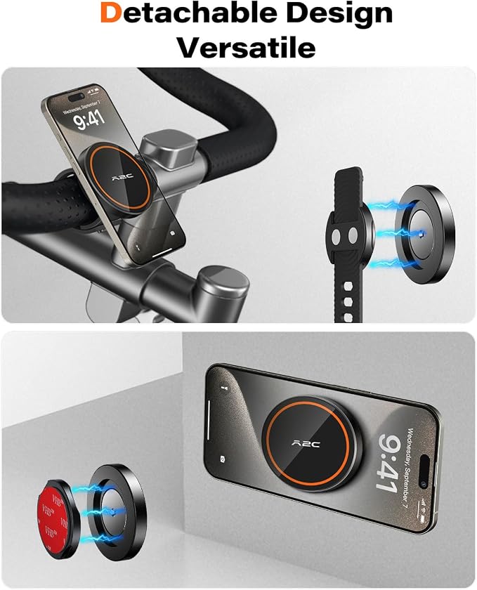 A2C Fitness Phone Mount for MagSafe, 17 N54 Strong Magnet, Adjustable Strap | 3-in-1 Mount - Magnetic Gym Mount, Adhesive Mount, Handlebar Mount for Stroller, Golf Cart, Treadmill, Peloton Exercise Bike - Image 5