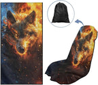 Horeset Wolf Flame Car Seat Towel Cover Soft Car Seat Protection Front Seats Automotive Protector Sports Car Towel Mat for SUV Trucks Cars Sedan Van - Image 5