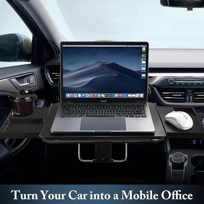 2-in-1 Car Steering Wheel Tray & Car Desk for Laptop with Phone Holder – Height Adjustable Steering Wheel Desk, Car Laptop Desk & Food Tray, Car Table Tray – Fits Cars, SUVs & Trucks - Image 2