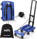 GtIiFmTe Foldable Hand Truck, Lightweight Luggage Cart for Airport Car Seat | Compact Folding dolly with Rotating swivel wheel,storage size12×15.7×4.1",300lbs Load,Upright Lock Handle with 3bungee cords by GtIiFmTe