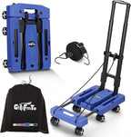 GtIiFmTe Foldable Hand Truck, Lightweight Luggage Cart for Airport Car Seat | Compact Folding dolly with Rotating swivel wheel,storage size12×15.7×4.1",300lbs Load,Upright Lock Handle with 3bungee cords by GtIiFmTe