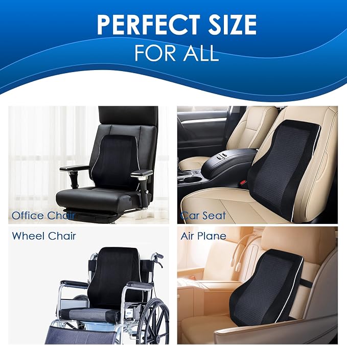 Gel Lumbar Support Pillow for Office Chair Car Gaming Chair Lower Back Pain Relief Back Support, Cooling Memory Foam Cushion for not stand the heat, 3D Mesh Cover Ergonomic Orthopedic Back Rest - Image 5