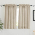 RYB HOME Linen Sheer Curtains 2 Panels for Living Room, Semi Transparent Privacy Drapes with Rod Pocket Farmhouse Style Window Treatments for Bedroom, Taupe, 52" W x 45" L by RYBHOME