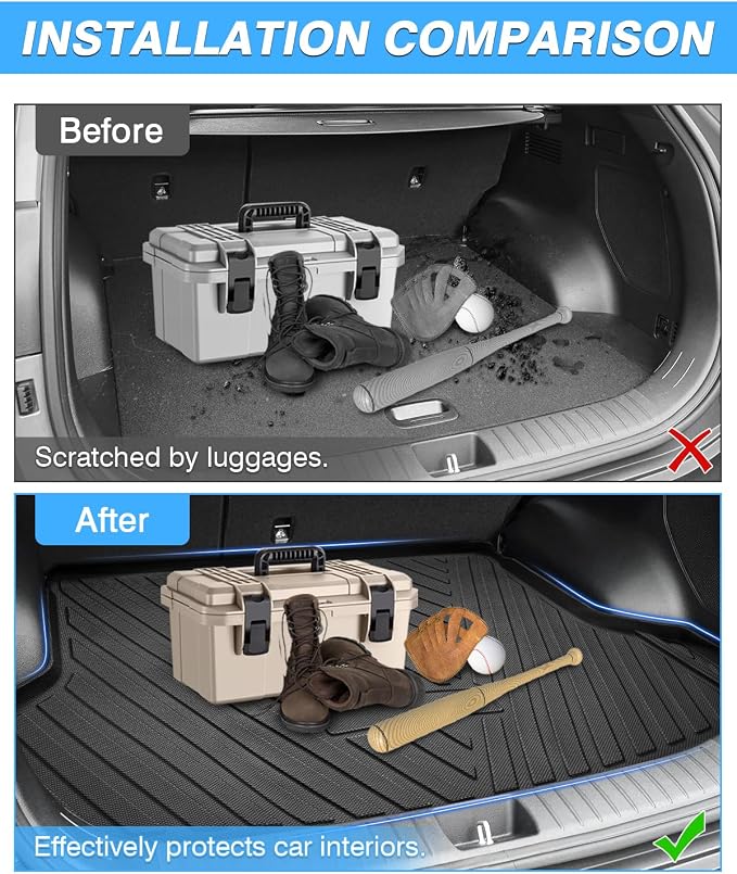 Powerty Trunk Mat for Kia Seltos 2021-2026(Just Fits Without Subwoofer)(No SX Turbo Models), All Weather TPE Cargo Mat Liner for Seltos Rear Trunk - Image 3