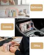 Buminee Navy Blue Clear Pouch Small, 6.6"x2.3"x4.7" TSA Approved Toiletry Bag - Clear Travel Bags for Toiletries and Cosmetics - 1 Pack - Image 3