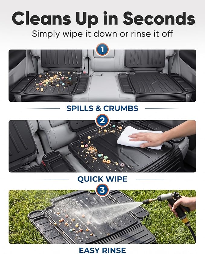 TPE Car Seat Protectors for Child Car Seat, Waterproof Carseat Mat | Non-Slip Backing No Imprints Durable, Back Seat Cushion Pad & Backrest & Kick Mat Set Accessories for SUV Truck Sedan, 2 Pack - Image 8