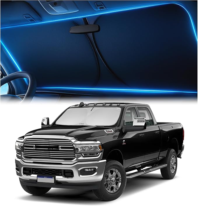 Magnelex Windshield Sun Shade for Dodge RAM 2500 3500 2010-2025 2026, Foldable Car Window Sunshade, Heat & UV Visor Cover, Reflective Front Shades Accessories by Magnelex