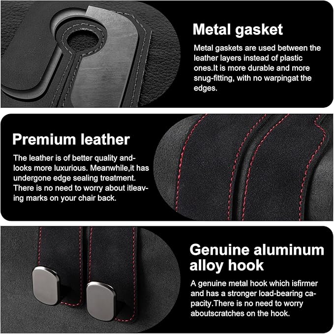 Car Purse Hook Purse Hook for Car Seats Headrest Car Seat Hooks,Heavy Duty Vehicle Organizer for Handbags, Groceries, Purses, Keep Car Tidy (Black, 4 Pack) - Image 6
