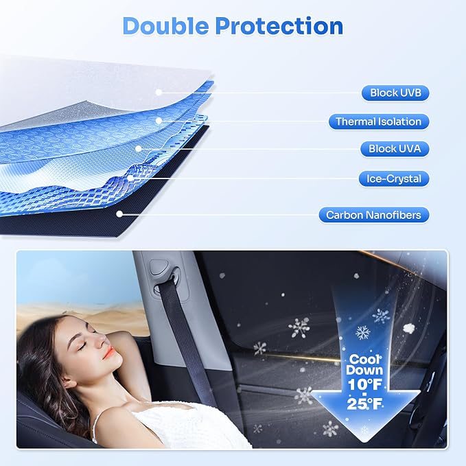 Canvcle Window Shades for 1992-2025 2026 Ford Econoline E-Series Van & Motorhome E-150 E-250 E-350 E-450 Accessories Windshield Sun Shade Side Window Covers Sun Shield Privacy for Camping Black 3PCS - Image 4