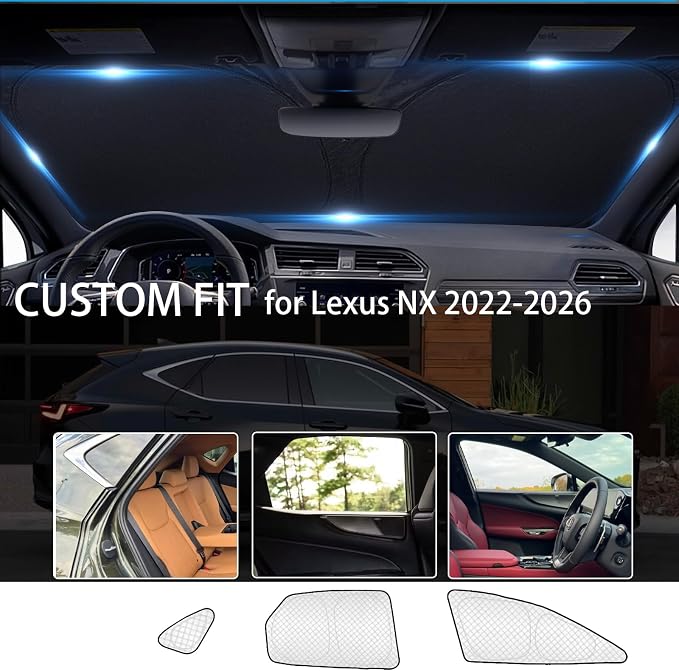 KMF 8pcs Thicken Sun Shades for Lexus NX 2022-2025 2026 Accessories, Full Car Window Covers Sunshade for Windshield Side Rear, UV Block and Privacy Blackout for Car Camping Outdoor - Image 6