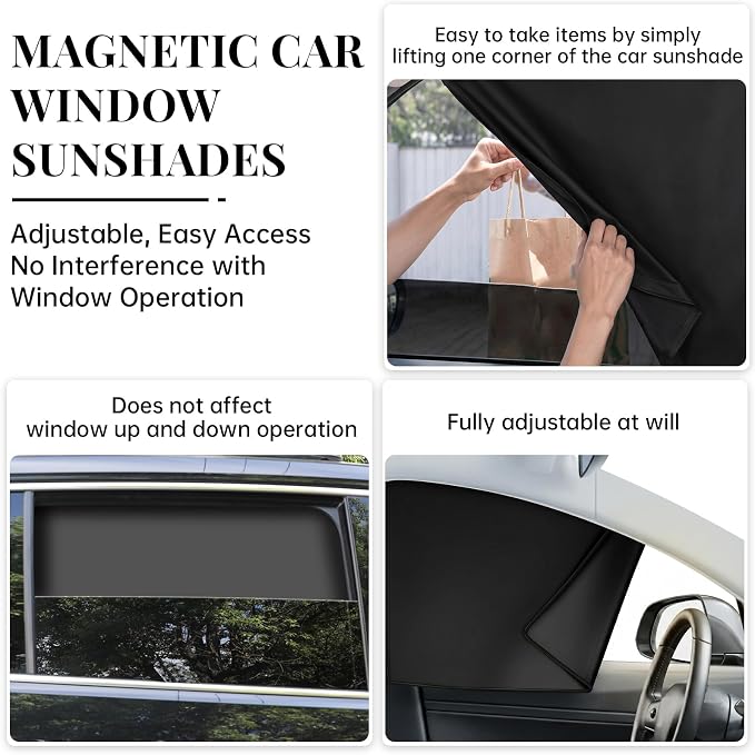 Car Window Shades & Windshield Sun Shade, Magnetic Car Sun Shade Set | 4 Side Window Shades + Windshield Umbrella with Bendable Handle, UV Blocking, Heat Insulation, for Car Camping SUV Truck Van - Image 8