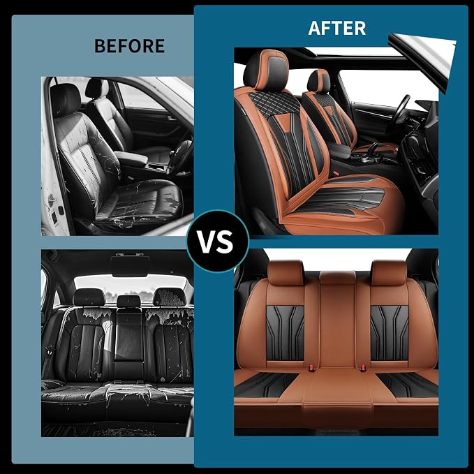 Fit Altima Car Seat Covers for Nissan Altima 2010-2025 2026- Full Set Premium Leather, Waterproof&Breathable, All-Weather Seat Cushion Protecto & Airbag Compatible, Full Set Brown & Black - Image 5
