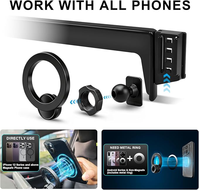 Dual-End Car Phone Holder for 2026 Mazda CX5 CX-5 Accessories 15.6 Screen | Strong Magnetic Cell Phone Mount for Magsafe iPhone, 360° Hands-Free No Air Vent Blockage Stable Stand, Only for Premium Plus - Image 6