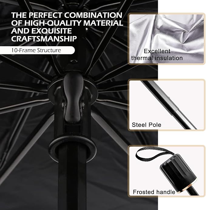 Windshield Sun Shade, Sun-Proof and Heat Insulation Retractable Automatic Opening Parasol, Interior Anti-Aging Privacy Protection Cover, Universal Summer Accessories for Cars (Silver) - Image 3
