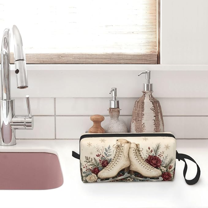 Ice Skate Small Makeup Bag, 600D Oxford Cosmetic Pouch for Women | Ice Skate Cosmetic Bag, Double-Sided Printed Toiletry Pouch with Foam Padding for Women, Travel, Gym, Weekend and Daily Use - Image 7