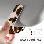 Leather Magnetic Sunglass Holder for Car Sun Visor, Cute Eyeglass Ticket Card Hanger Clip, Universal Auto Interior Accessories for SUV Pickup Truck Brown Cow Print - Image 5
