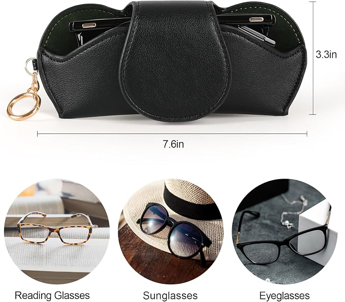 KINIVA Sunglasses Holder for Car Visor with Hanging Hook Portable Leather Glasses Storage Bag with Detachable Clips - Image 5