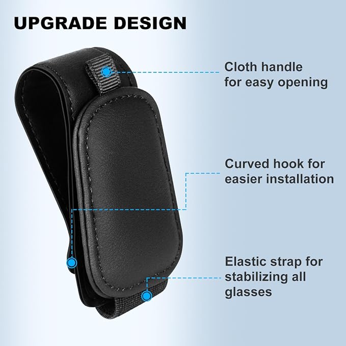 Teraves 2 Pack Sunglass Holder for Car Visor, Magnetic, Easy to Hold | Premium Leather Sunglasses Visor Clip, Auto Interior Accessories Universal for Different Size Glasses and Eyeglasses, Black - Image 4