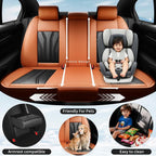 Fit CHR Premium Leather Car Seat Covers for Toyota CHR 2018-2021 2022 - Waterproof，Breathable，All-Weather Seat Cushion Protecto & Airbag Compatible, Full Set Orange&Black - Image 3