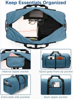 120L Foldable Waterproof Travel Duffel Bag for Men and Women with Shoe Compartment (Light Blue, EXTRA LARGE, 120L) - Image 3