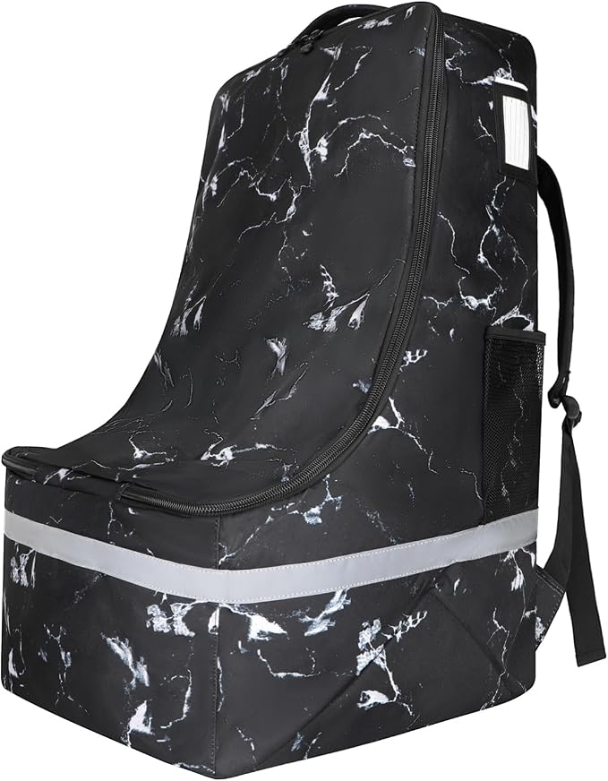 LARIPOP Car Seat Travel Bag for Airplane, Universal Gate Check Car Seat Bag, Padded Backpack with Waist Belt, Reflective Strips & Protective Feet, Fits Infant Convertible Booster Seats, Black by LARIPOP