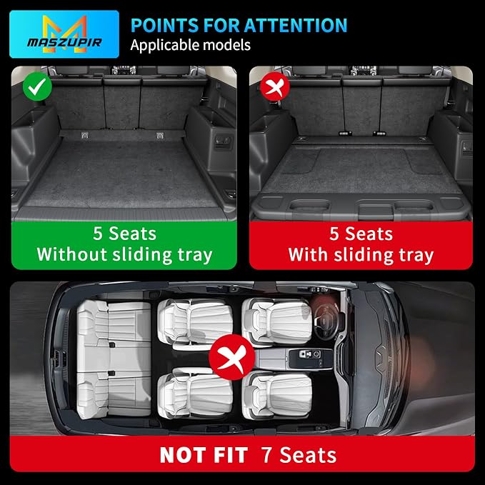 Cargo Mat & Backrest Mats for 2010-2024 Toyota 4Runner 5 Seat | Fit without Sliding Tray, Trunk Mat Cargo Liner TPE All Weather Back Seat Cover Protector 2023 Toyota 4 Runner Accessories - Image 7