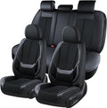 Coverado Seat Covers Full Set, Breathable Leather Car Seat Cover,Universal Car Seat Protectors, Seat Cover Waterproof, Front and Rear Seat Cover Fit Most Cars, BlackRed by COVERADOAUTO