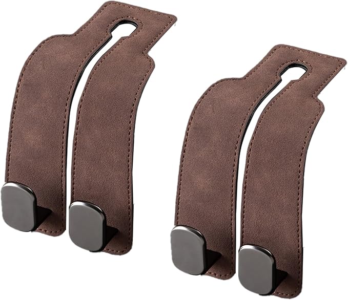 GoldenLife Headrest Hooks for Car, 2 Pack Premium Car Bag Hooks | Secure Heavy-Duty, Elegant & Universal Fit Car Hooks for Purses Handbags Grocery & Backpacks (Brown) by Unknown