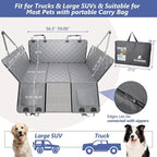 Dog Truck Seat Cover for Back Seat, Hard Bottom Pet Hammock, XL | for F150, RAM1500, Sierra, Tundra, Silverado Full-Size Crew Cab Trucks, Extender Space, Sturdy Oxford, Waterproof, Grey - Image 5