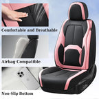 Coverado Seat Covers, Car Seat Covers Front Seats, Nappa Leather Seat Covers for Cars, Waterproof Car Seat Protector with Lumbar Support, Front Seat Covers Universal Fit for Most Cars (Black&Pink) - Image 4