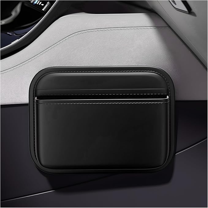 Car Seat Side Pocket Organizer, Mini Leather Auto Door Storage Bag Console Side Organizer, Multifunctional Seat Gap Pocket Storage Pouch for Phone Pen Key Sunglass (Black) by Unknown