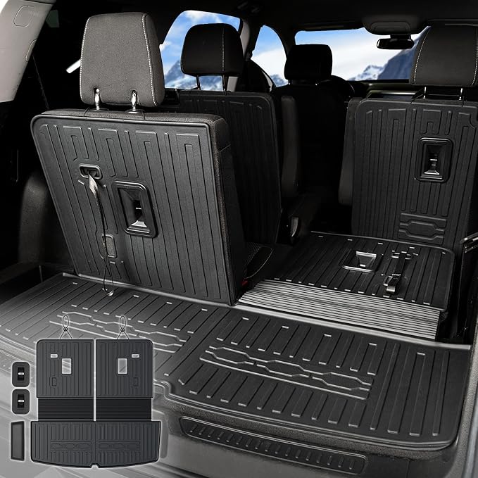Cargo Mat for GMC Acadia 2017-2023 Accessories 6/7 Seats | One-Piece Cargo Liner & Rear Seat Back Protector, All Weather TPE, Non Slip & Odorless & Scratch Proof, Quick Clean by JOULARISE