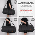 100L EXTRA LARGE Foldable Waterproof Travel Duffle Bag for Men Women | with Shoe Compartment, Black, 32“ Duffel for Weekender Gym Sport, Tear Resistant, Polyester - Image 2