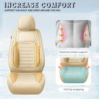Fit Prius Car Seat Covers for Toyota Prius 2001-2025 2026 -Premium Leather, Waterproof，Breathable，All-Weather Seat Cushion Protecto & Airbag Compatible, Full Set Beige - Image 7