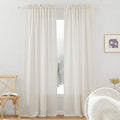 RYB HOME Semi Sheer Curtains Linen Textured Fabric 84 inches for Bedroom | Light & Half Privacy, Light and Airy, Window Drapes, Rod Pocket, W34 x L84, Linen, 2 Panels by RYBHOME