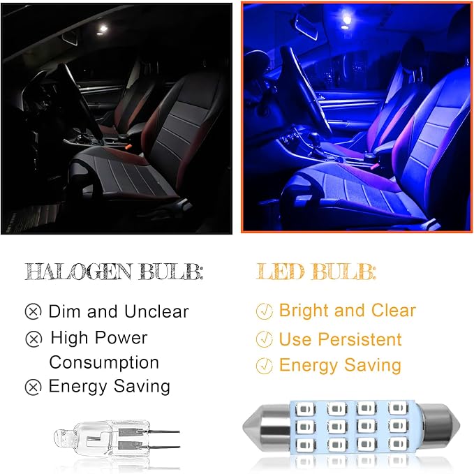 YOGEIER Car Led Bulb, Car Led Combination Set of 24 Sets, Used for Car Interior Lights, Indoor Map Dome Lights, Trunk Lights, License Lights, Etc. (Blue) - Image 5
