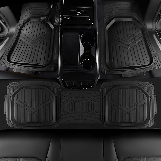 Amazon Basics 4-Piece Heavy Duty Anti-Slip PVC Floor Mats with Cargo Liner, Waterproof Trim To Fit Car Mats, Easy to Clean, Black - Image 5