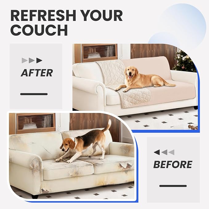 Waterproof Couch Covers for Pets, Waterproof Dog Bed Cover, Anti-Slip Soft Dog Blankets, Couch Cover for Dogs Washable, Pet Blanket for Puppy Large Dogs Cat (82x102 Inch, Beige) - Image 7