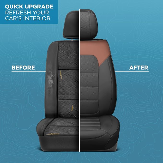 MotorBox Cabin King Western Estate Leather Seat Covers for Trucks & Cars | Brown and Black Car Seat Covers, Waterproof Leather Seat Covers, Car Accessories, Seat Protector, Universal Fit - Image 6