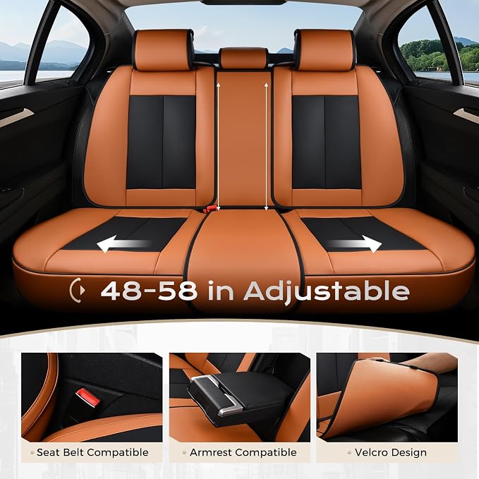 Coverado Car Seat Covers, Seat Covers for Cars, Waterproof Leather Auto Seat Protectors, Leather Car Seat Cushion, Car Interiors Accessories Universal Fit for Most Cars - Image 4