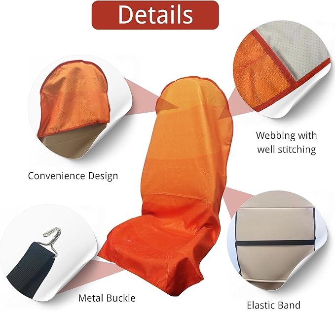 Waterproof Car Seat Cover for Front Seats, Protector for Cars SUVs Trucks, Sweat Towel Seat Covers Bucket for Gym,Workout,Beach,Hiking,Running and Swimming(Orange, 2PCS) - Image 3