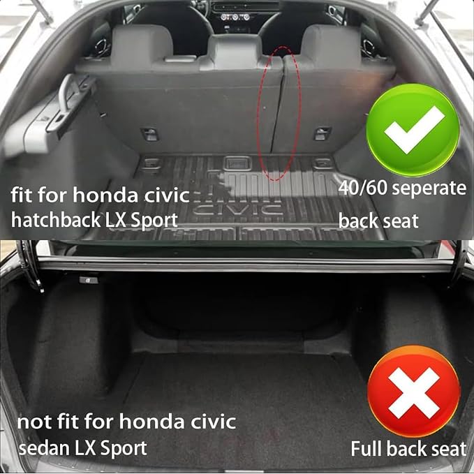 Seat Covers for Honda Civic Hatchback 2022-2024 Full Set Black | Custom Fit Sport LX & Hatchback Hybrid Sport Seat Covers, Water Resistant Faux Leather, Pet friendly, Anti-scratch - Image 7