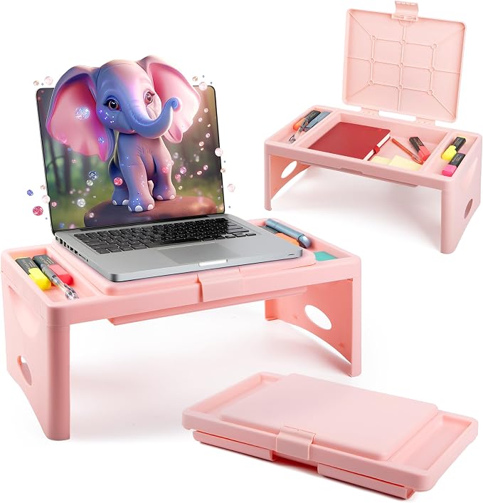 Loddie Doddie Lap Desk, Folding Desk, Portable Table, Blush, 9.75" x 12" | Trays & Pocket Keep Essentials Close, 2 lb Easy to Carry, Sturdy Plastic & Alloy Steel, Bed Desk, Bed Tray, Lap Desk for Kids - Image 2