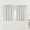 RYB HOME Privacy Sheer Valances for Windows, Semi-Sheer Curtains for Kitchen Small Window Drapes, Dual Rod Pocket & Linen Textured Design, Dove Grey, W 52 in by L 36 in Each Panel, Set of 2 by RYBHOME