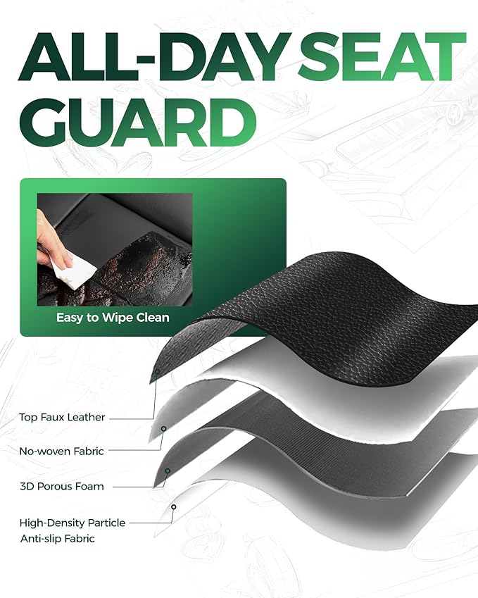 RIDEPOSH for Jeep Wrangler Leather Custom Car Seat Covers Full Set 4 Door | 2018-2026 JL, without Rear Cup Holder, Not for 4XE, Luxury Waterproof Protector, 40/60 Spilt, 5 Seats, Full Coverage, Durable - Image 5