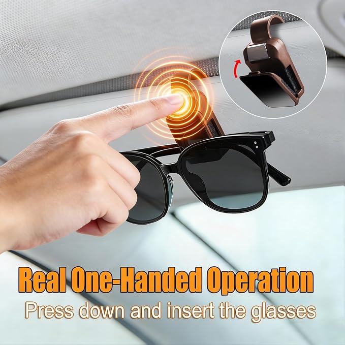 Dsycar Sunglasses Holder for Car, 2 Pack Car Sun Visor Sunglasses Clip | One-Handed-Operation Easy Access Storage for Driving,Universal Fits Anti-Scratch Car Sun Visor Accessories - Image 3