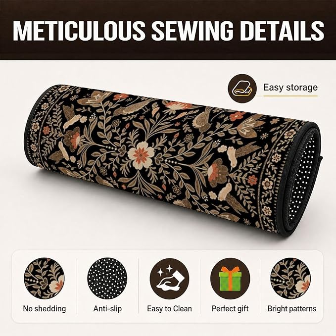 Car Trunk Mat for SUV, 31"x47" Dark Vintage Floral Cargo Liner Protector | All Weather Universal Cargo Liners for Dogs, Car Accessory for SUVs/Sedan/Wagons, Durable Non-Slip Washable Rear Cargo Mat - Image 3