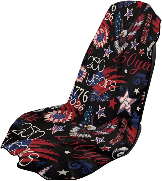 SEANATIVE Car Seat Covers Easy Install Car Seat Towel Covers Scratch-Resistant Seat Cushion Protectors for Dogs, Kids, Beach Absorbent Sports Towel, America 250 Years Eagle Print by SEANATIVE