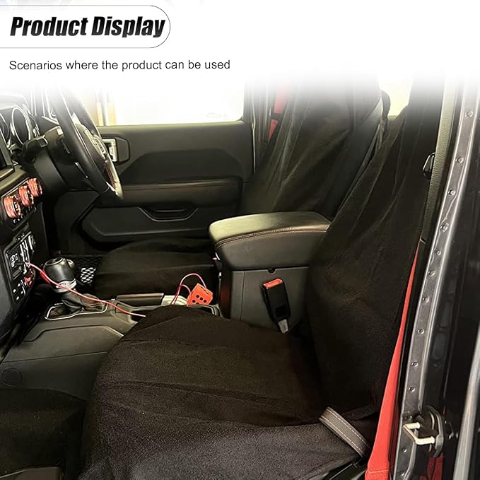 ZIMISI Waterproof Car Seat Covers, Non-Slip Towel Front Seat Covers, Sweat Car Seat Protector Cover for Gym Workout, Yoga, Running, Swimming, Beach & Hiking (Black) - Image 5